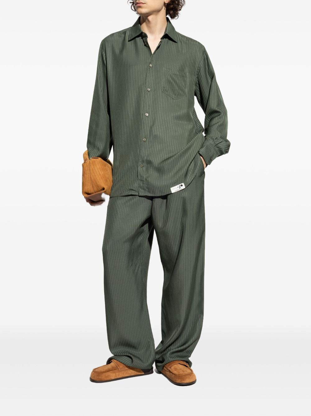 pinstripe buttoned-cuff shirt - 2