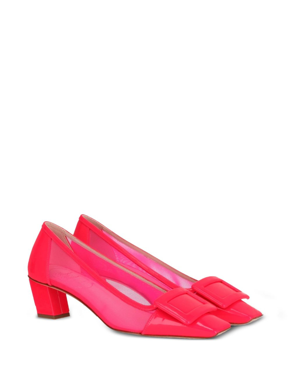 buckle-detail mesh heeled pumps - 2