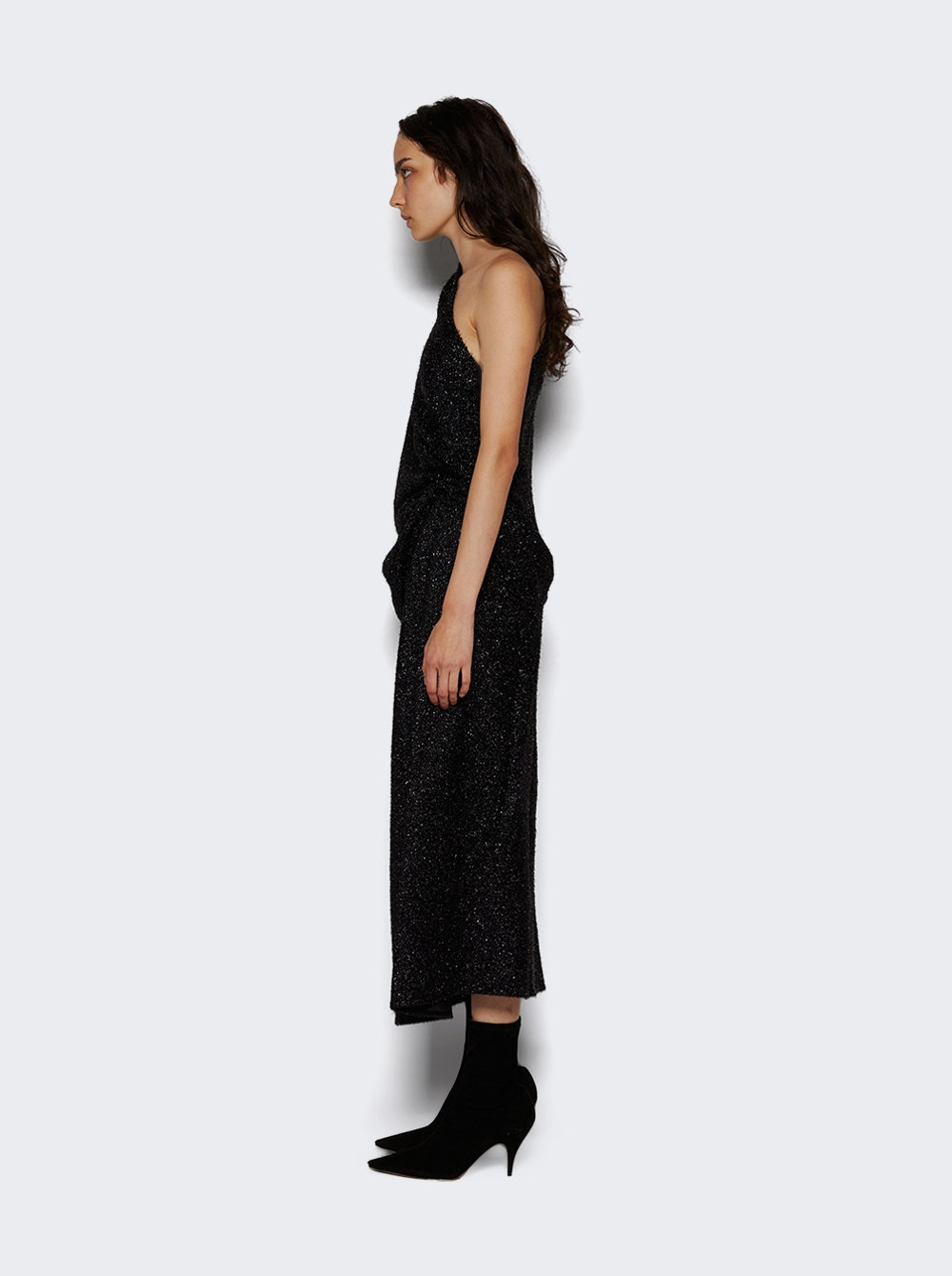 Dorota Asymmetric Draped Dress Black - 4