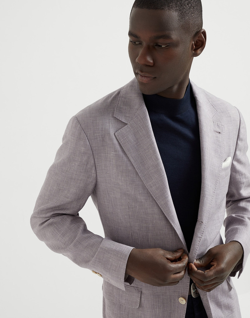 Wool, linen and silk Prince of Wales deconstructed blazer 3