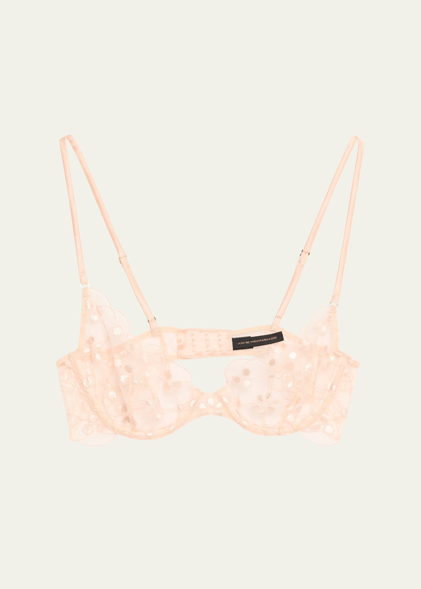 Rosette Embroidered Demi Bra - 1