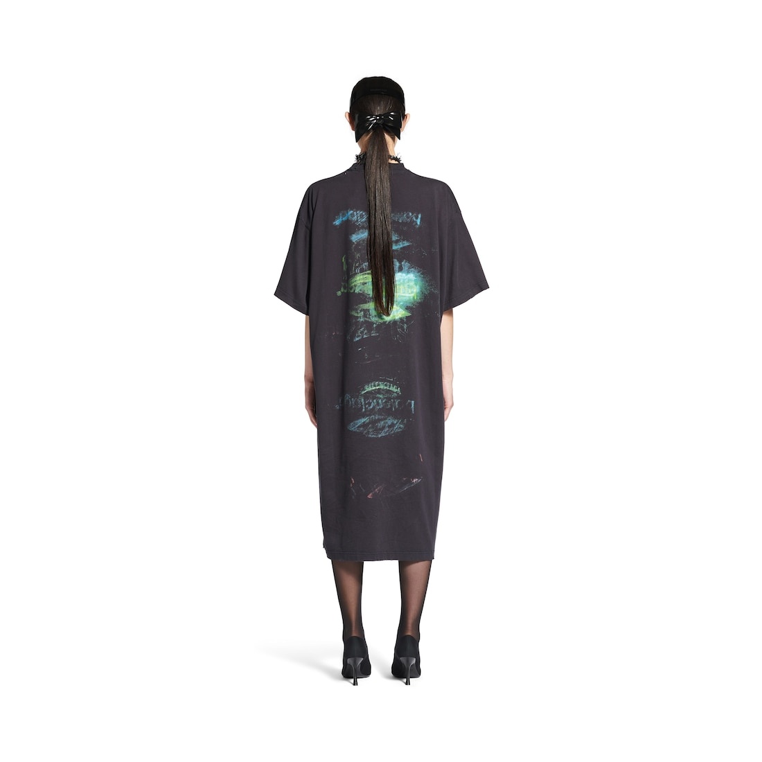 Women's Diy Imprint T-shirt Dress in Black Faded - 4