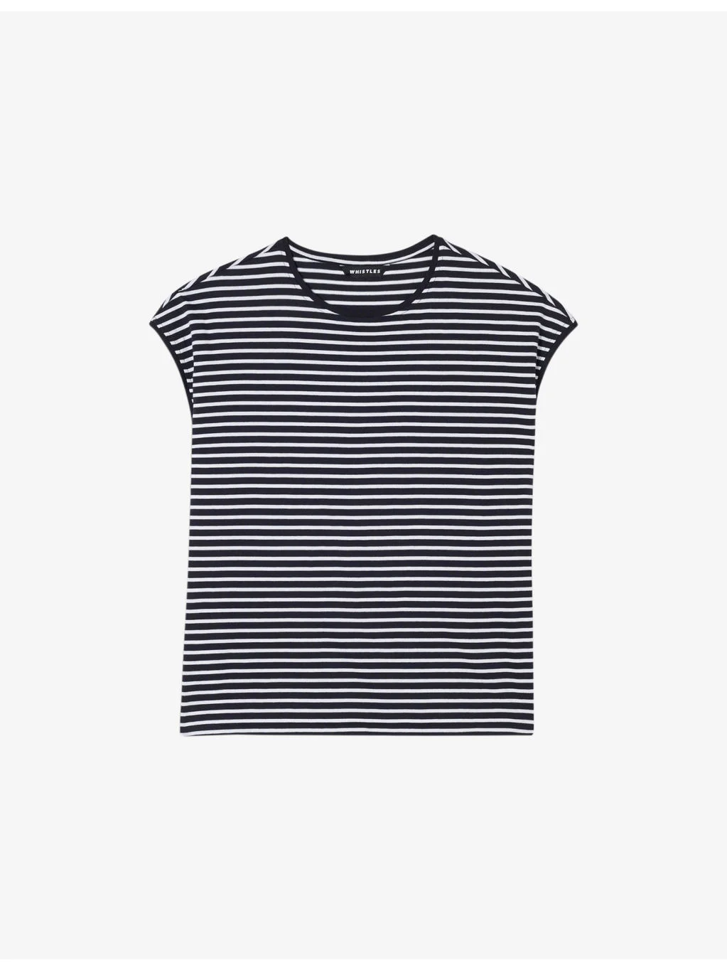 Striped Cap-Sleeve Cotton T-Shirt - 1