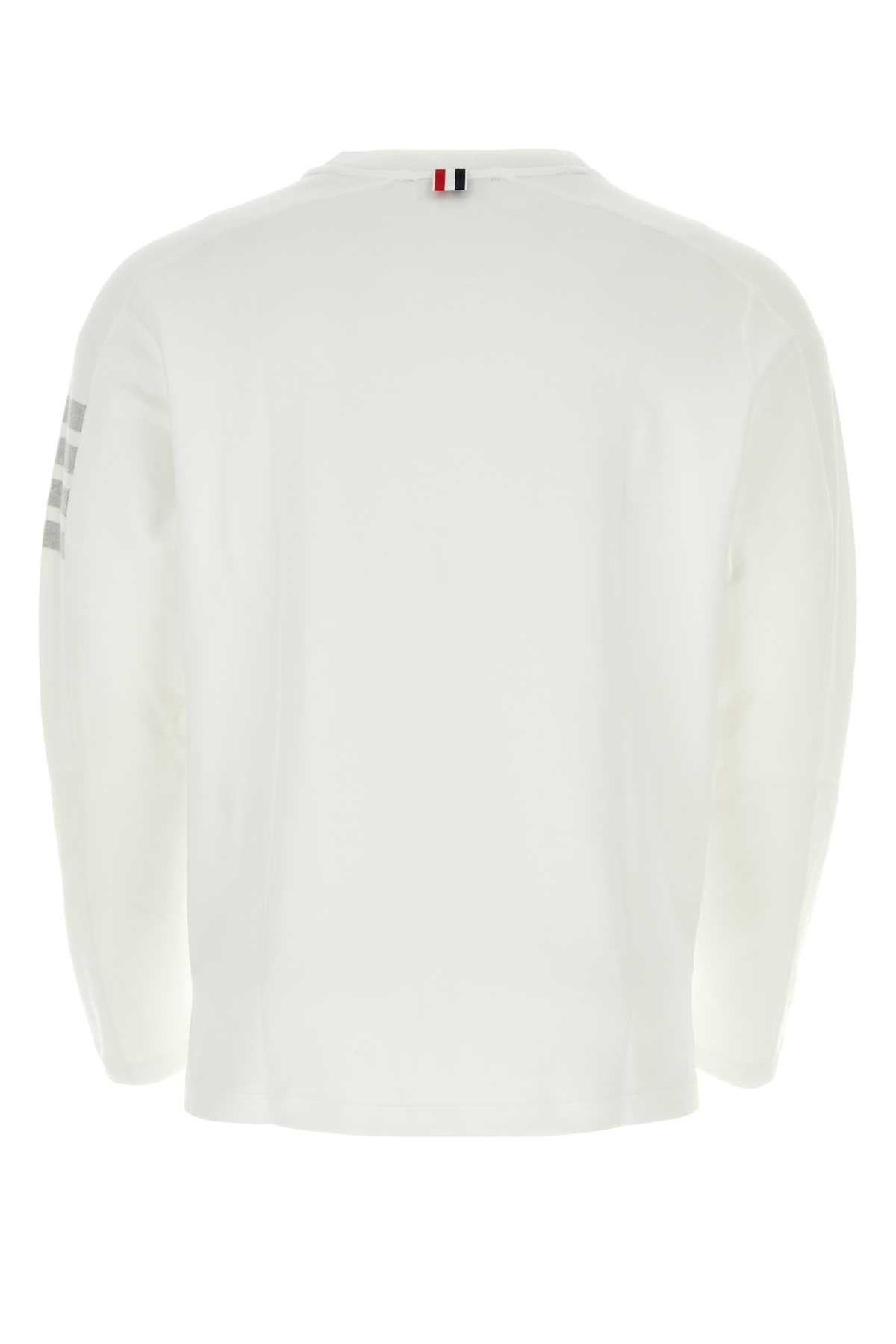 Thom Browne Men White Cotton T-Shirt - 2