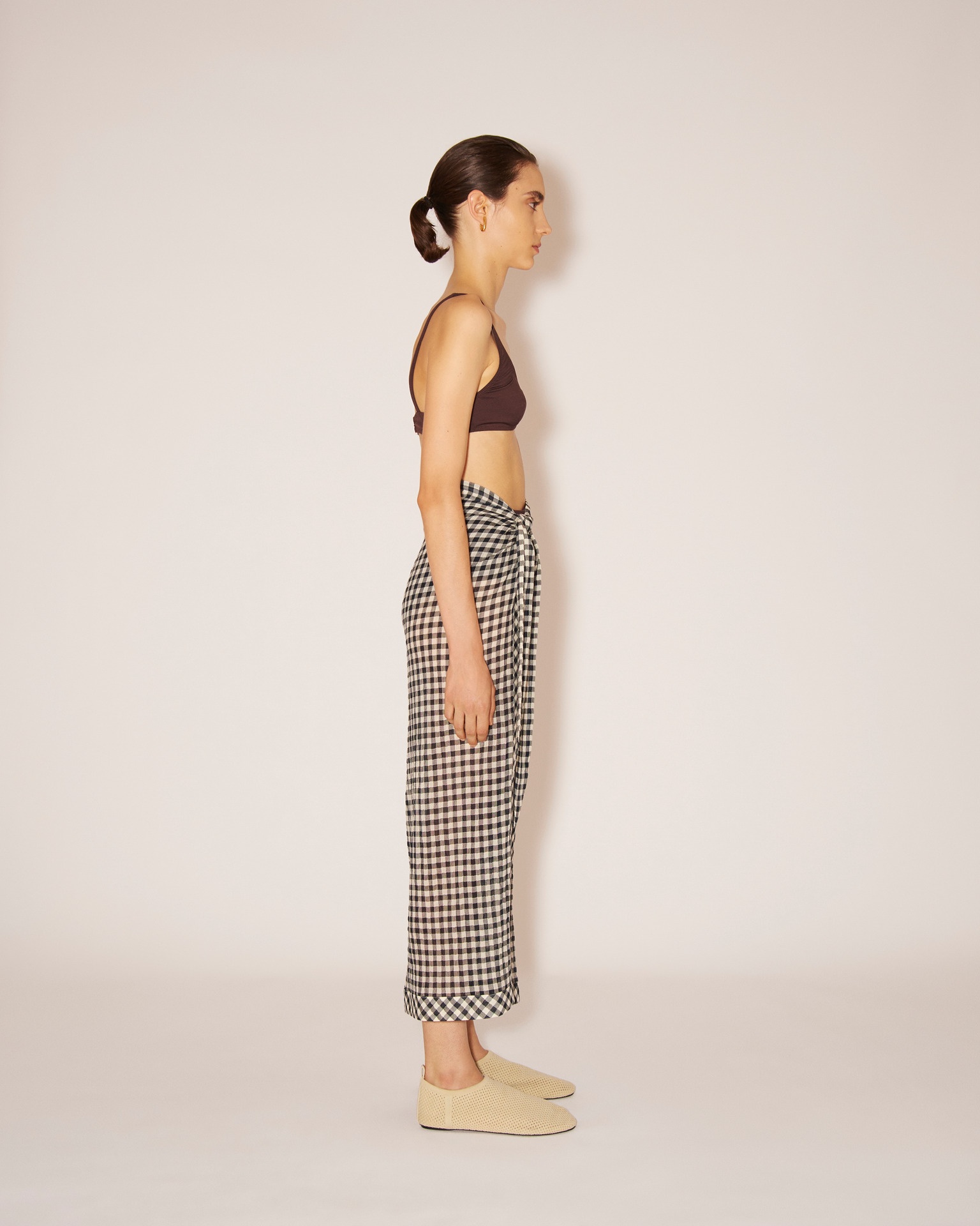 PATRICE - Check Gauze checked skirt - Black&White - 3