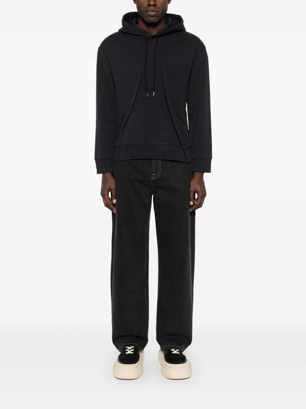 pleat-detailed hoodie - 2