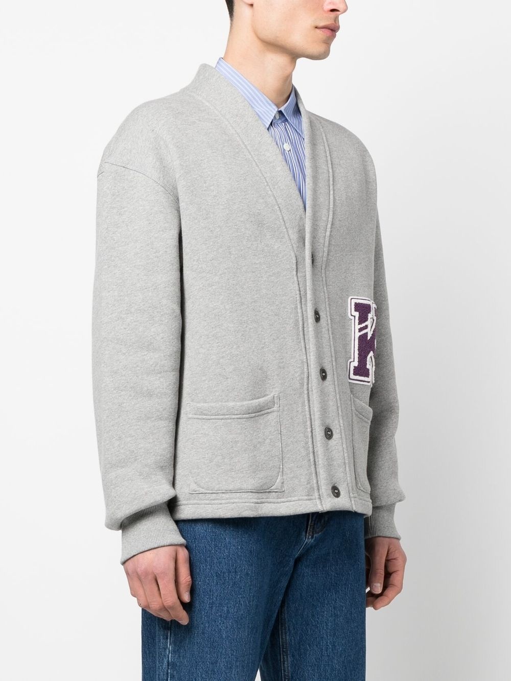logo-appliqué cardigan - 4
