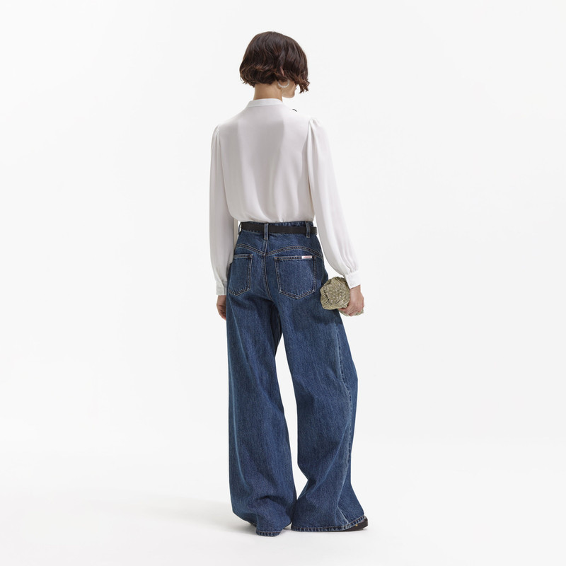 self-portrait Wide Leg Flare Denim Jeans outlook