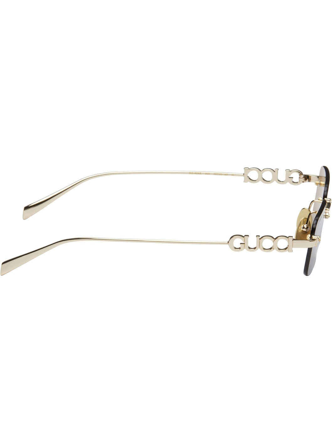 Gold 'Gucci' Block Rectangular Sunglasses - 2