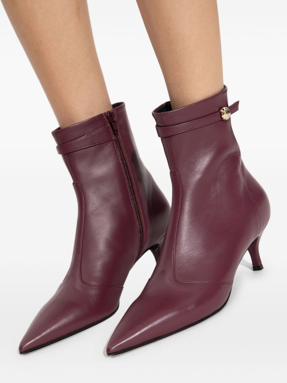 60mm leather heeled boots - 4