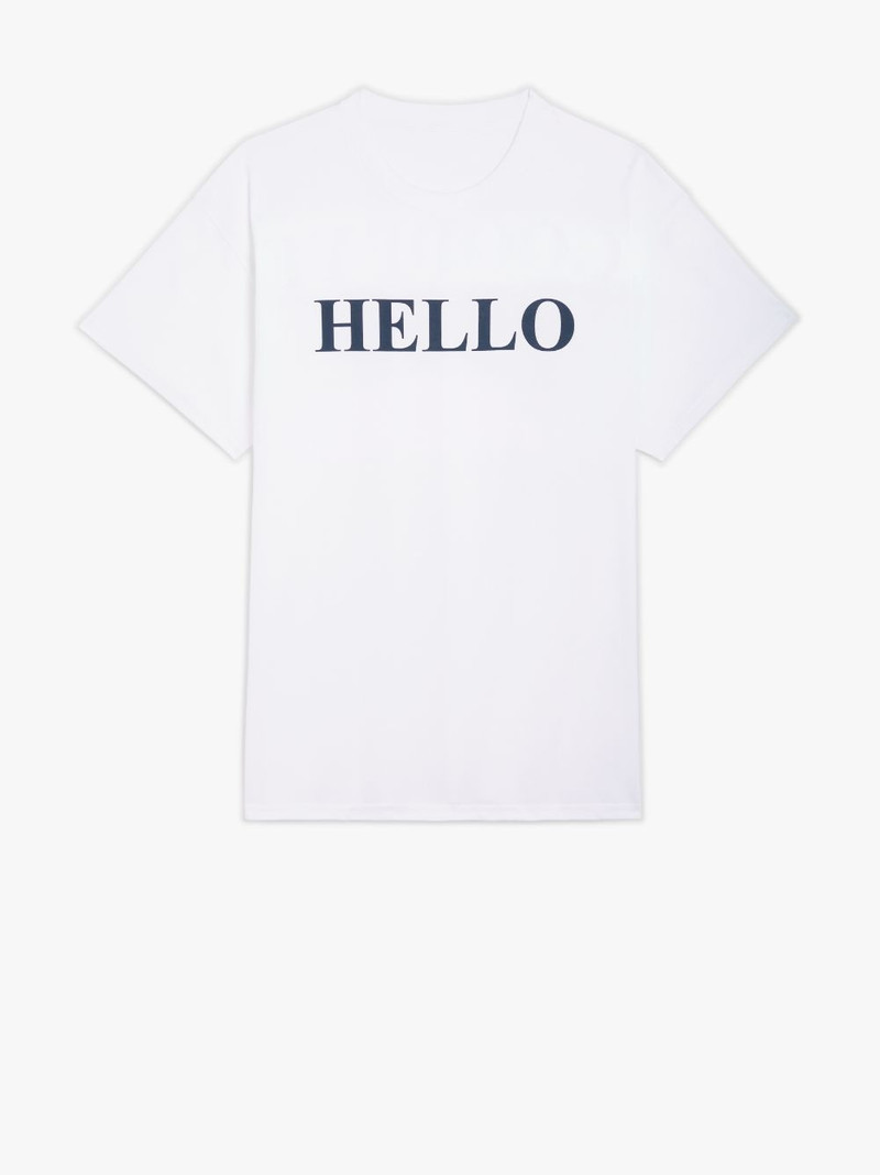 HELLO X GOODBYE WHITE COTTON T-SHIRT 1