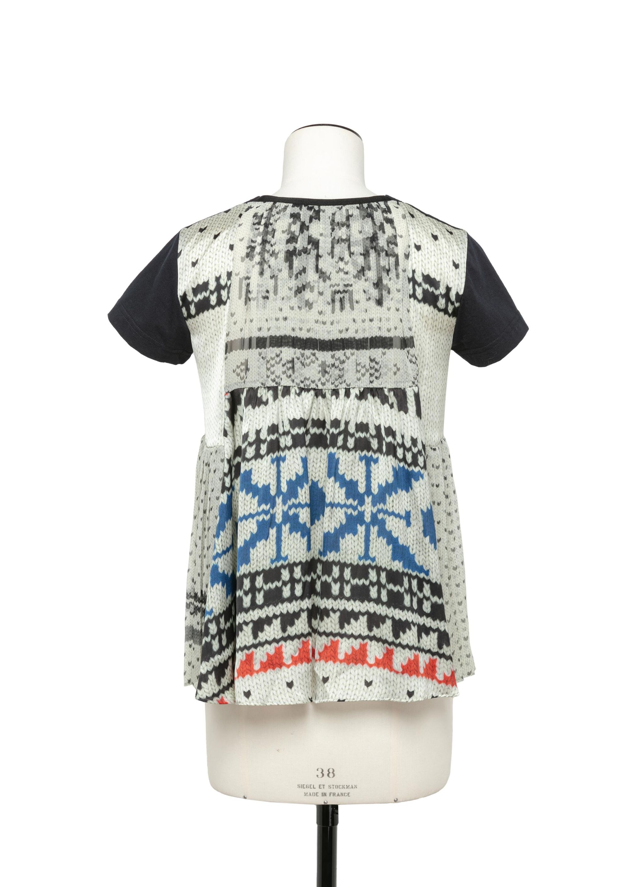 Pattern Knit Print Cotton Jersey T-Shirt - 3