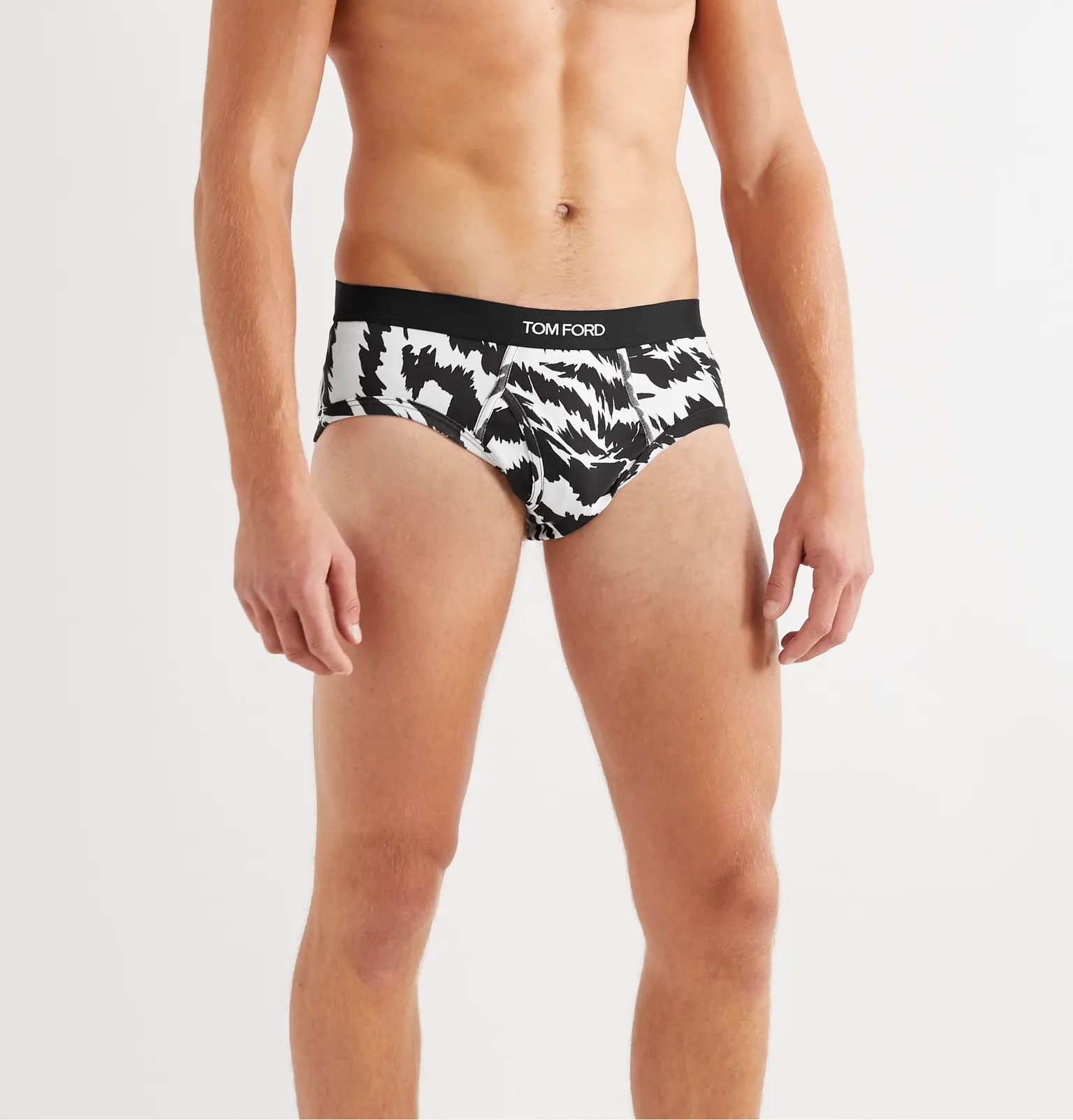 Zebra-Print Stretch-Cotton Briefs - 2