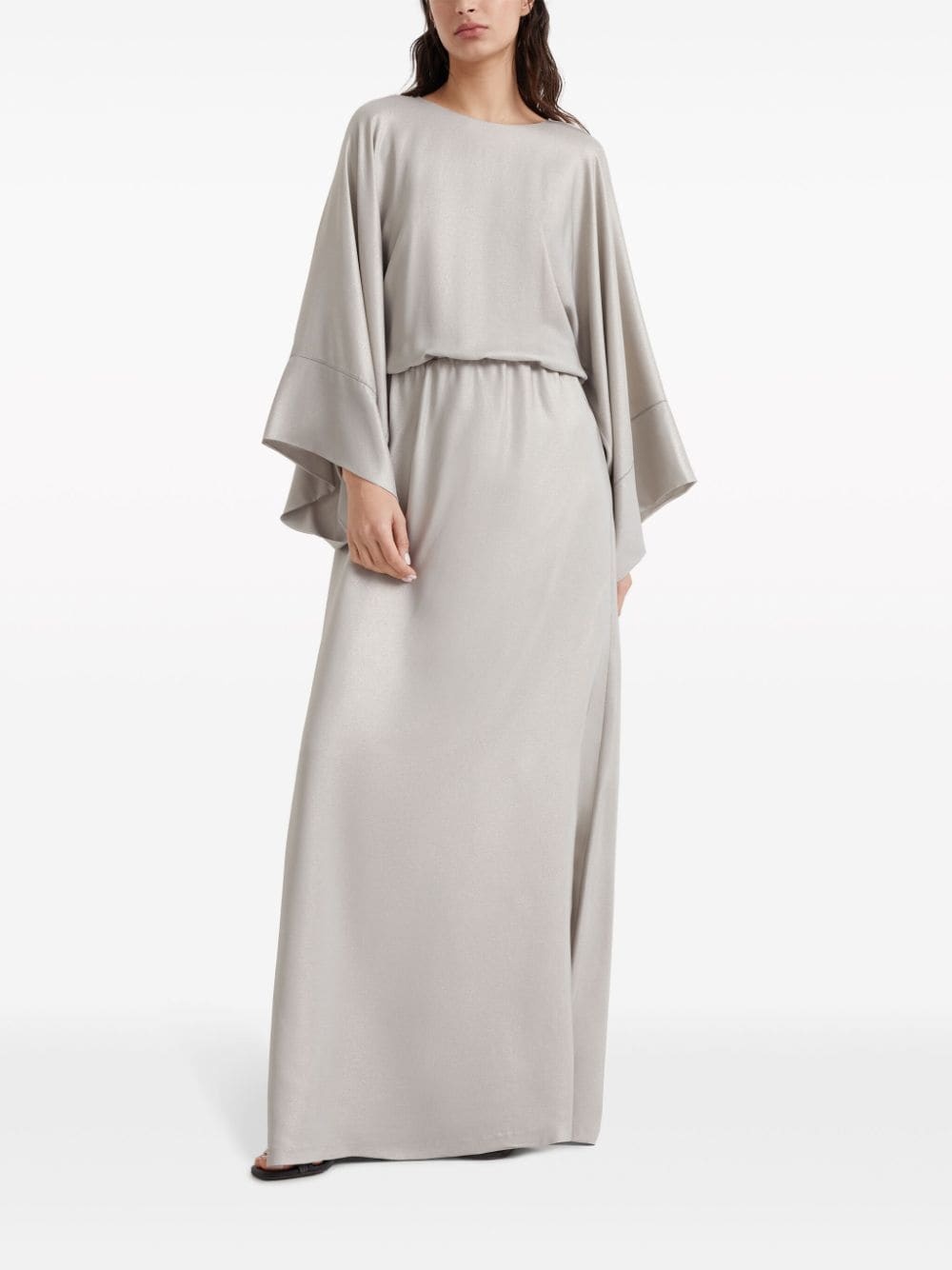 wide-sleeves silk maxi dress - 3