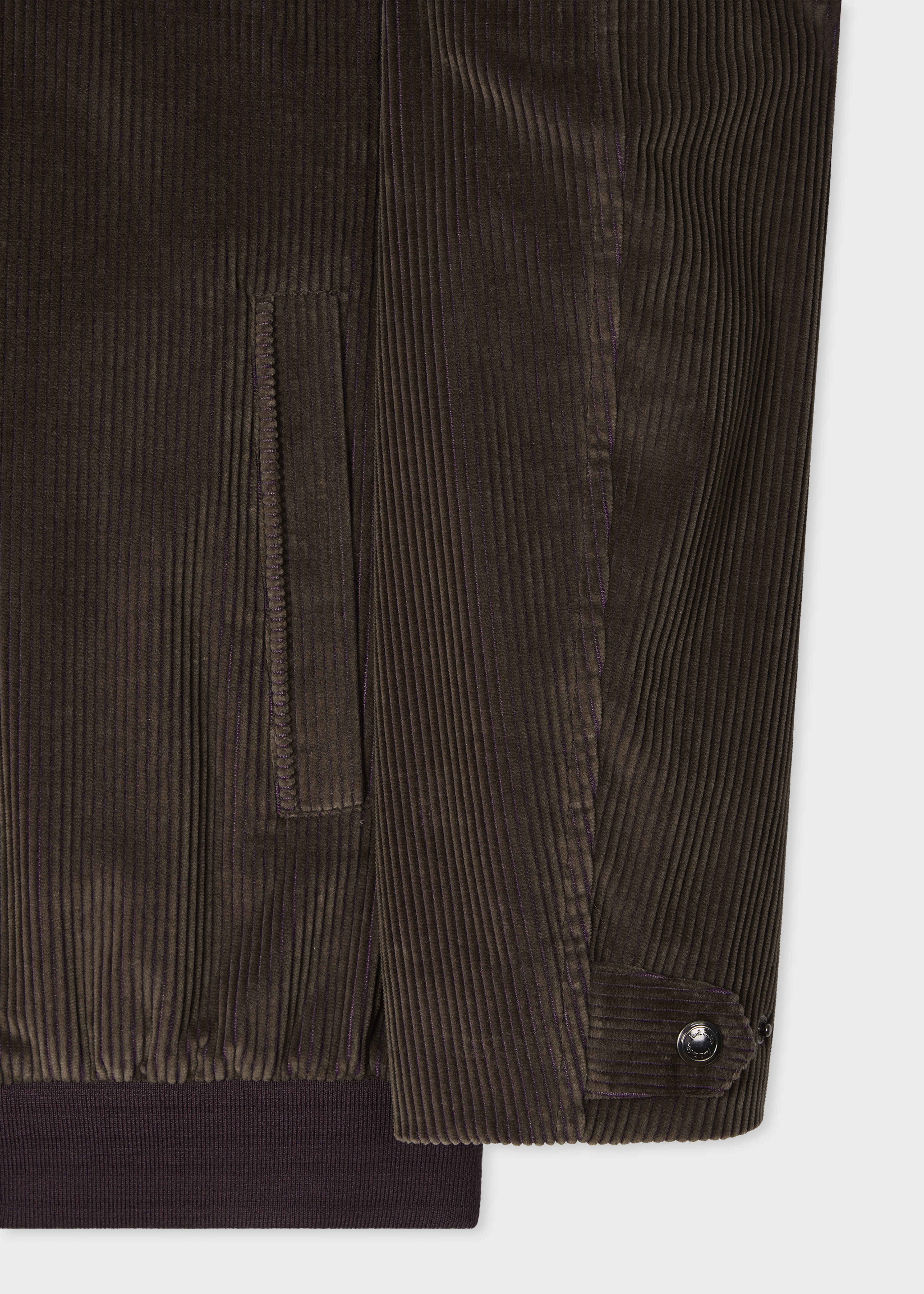 Purple and Brown Cotton Cord Bomber Jacket - 3