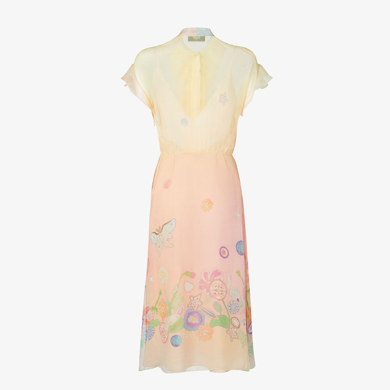 Fantastic Fendi Future Dress Pink and yellow printed chiffon dress 2