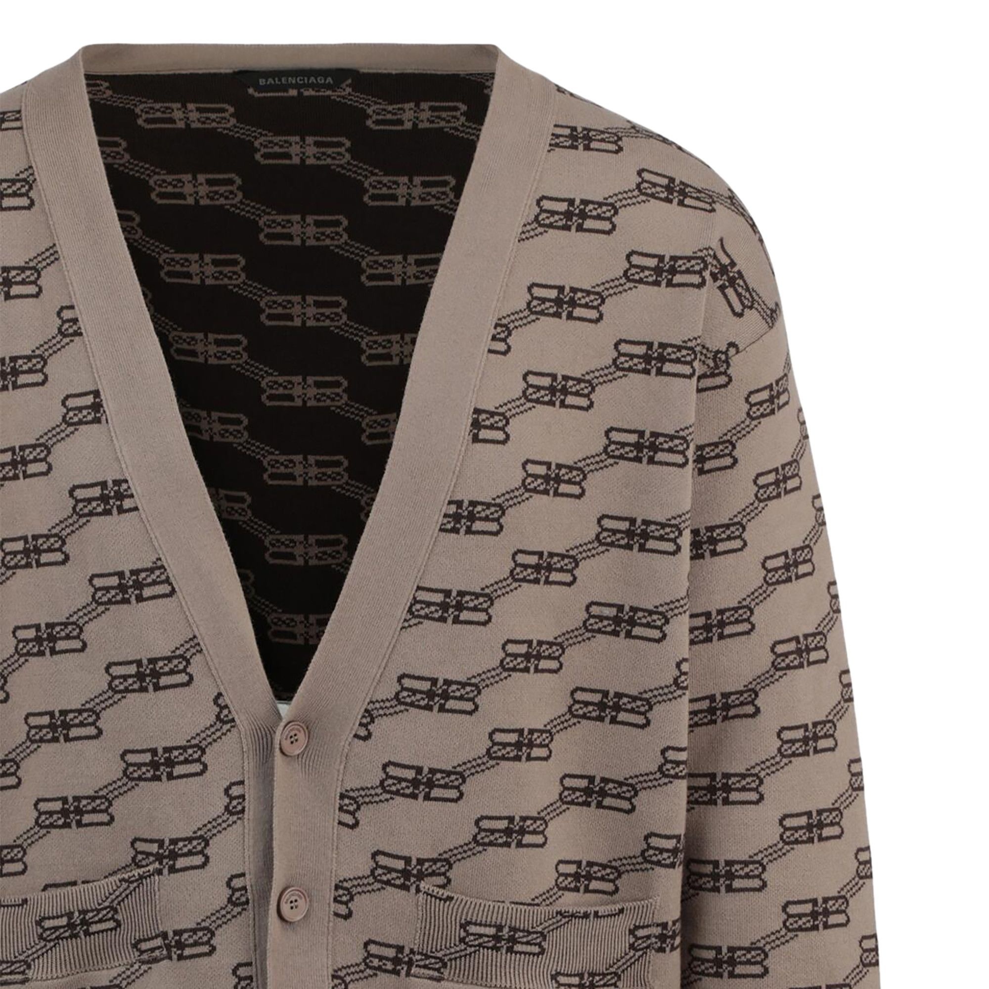 Balenciaga Logo Intarsia Knit Cardigan 'Beige' - 3