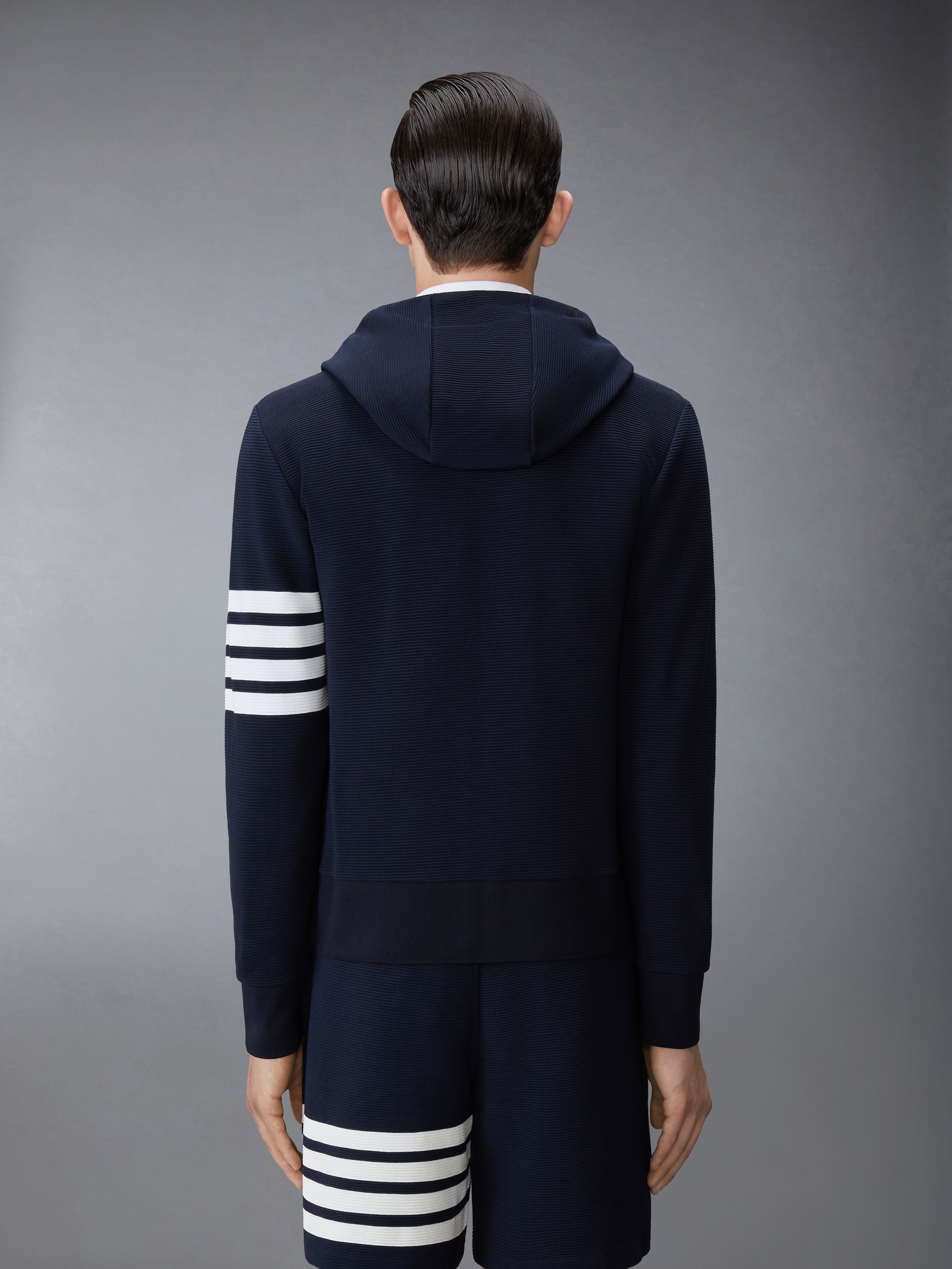 COTTON OTTOMAN 4-BAR ZIP HOODIE - 3