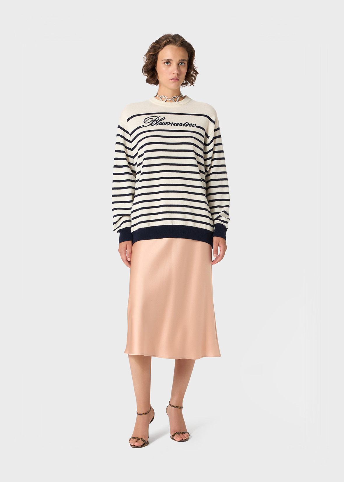 MARINIÈRE WOOL SWEATER WITH BLUMARINE LOGO - 2