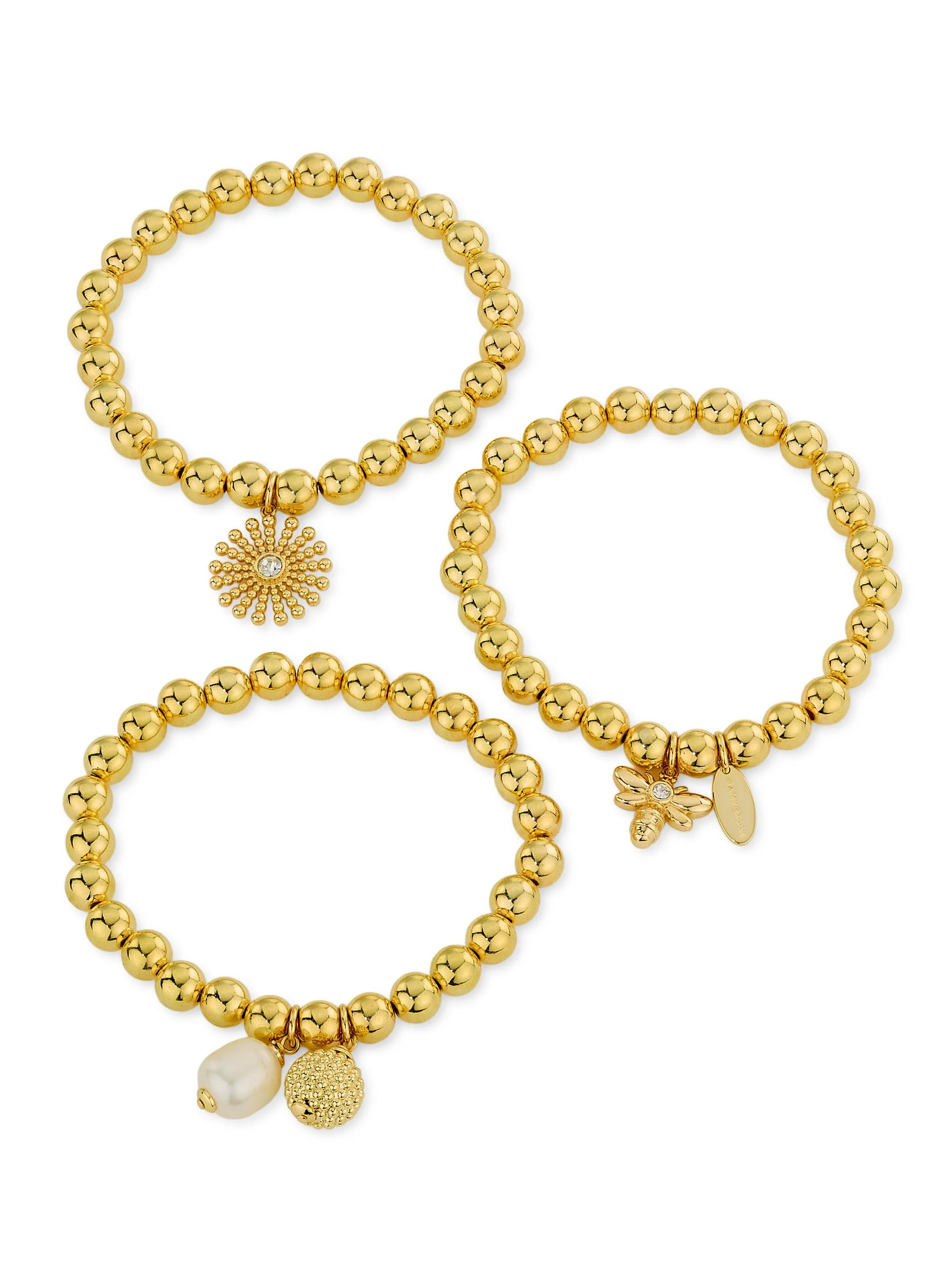 Women's Medallion Filagree Lina 3-Piece Beaded Bracelet Set - Gold - 1