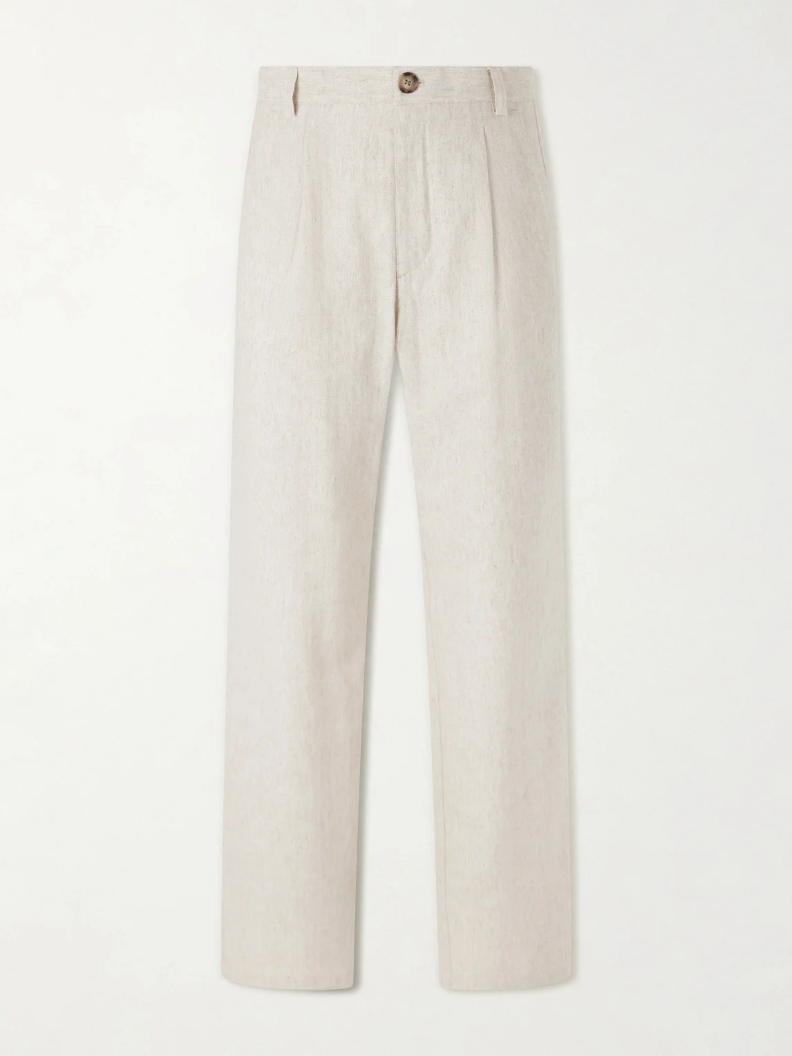 Morton Straight-Leg Pleated Cotton and Linen-Blend Trousers - 1