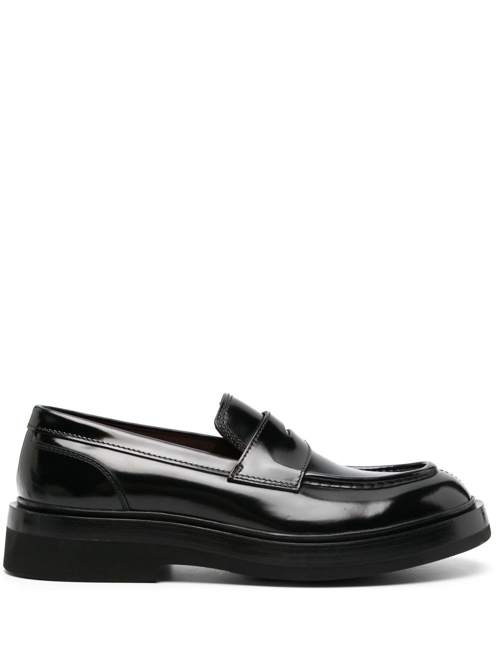 high-shine leather loafers - 1