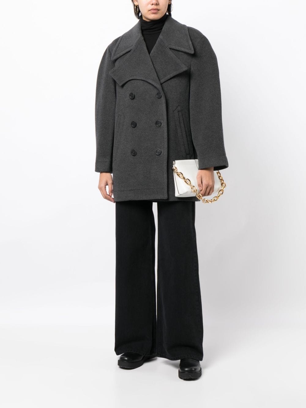 notched-lapels double-breasted coat - 2