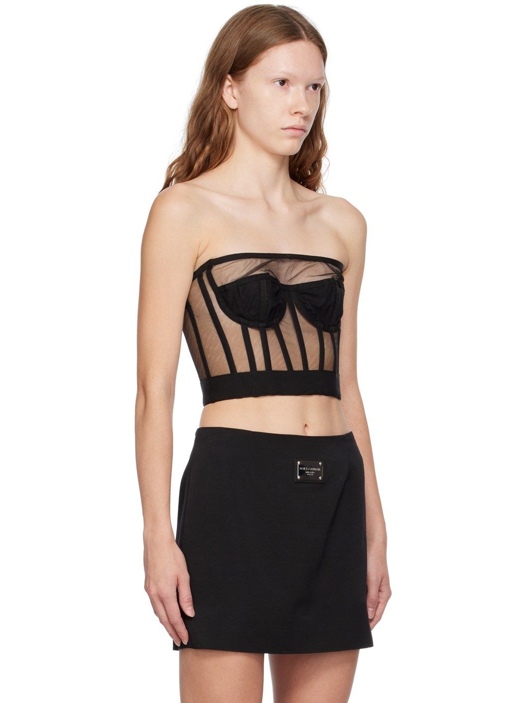 Black Straight Neck Corset - 2