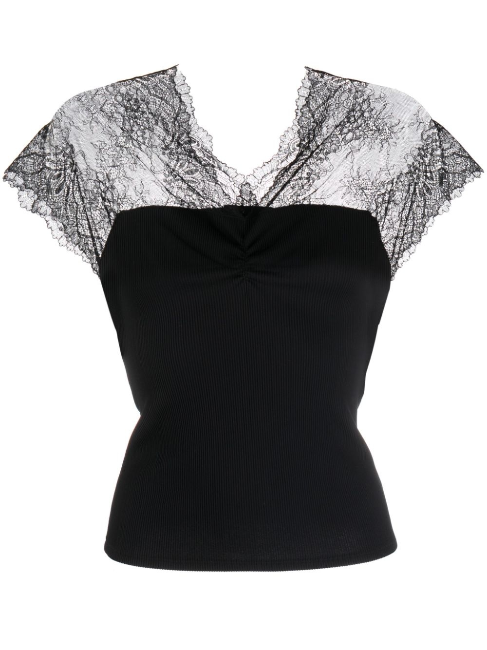 lace-panel V-neck top - 1