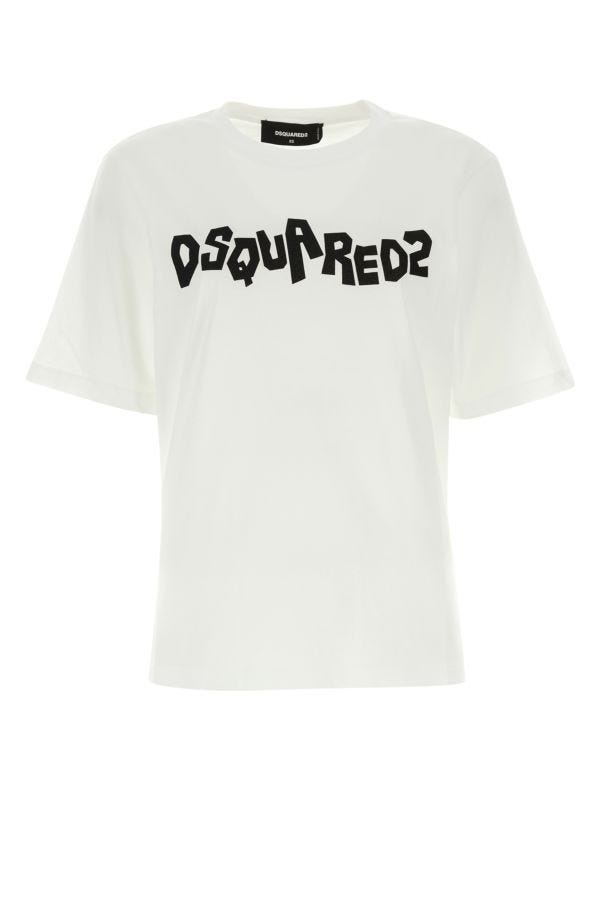 Dsquared Woman White Cotton T-Shirt - 1