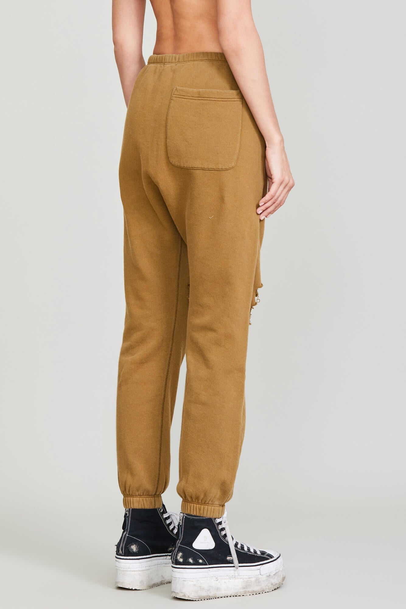 SHREDDED DROP CROTCH SWEATPANT - OLIVE - 3