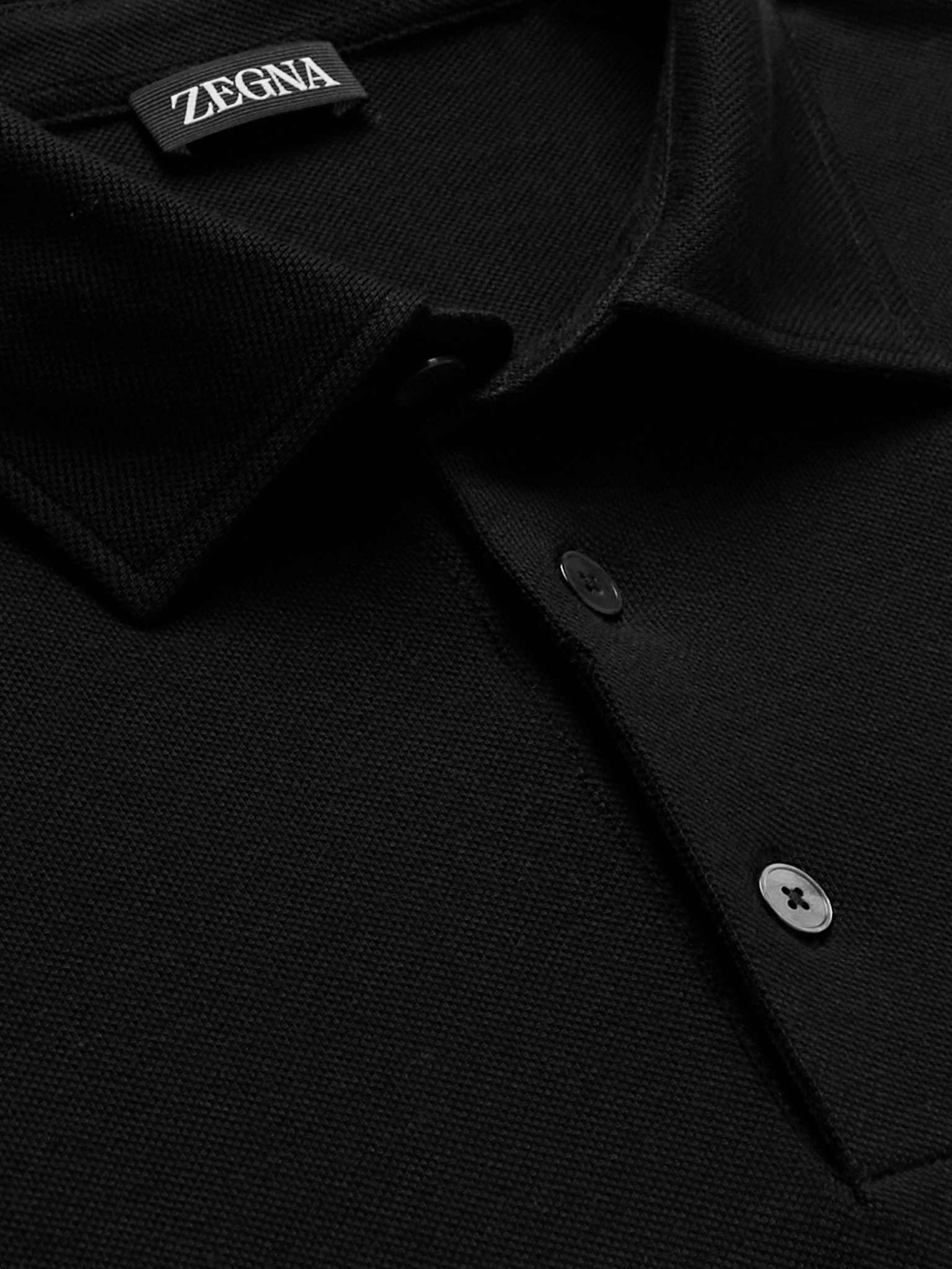 Leather-Trimmed Cotton-Piqué Polo Shirt - 9
