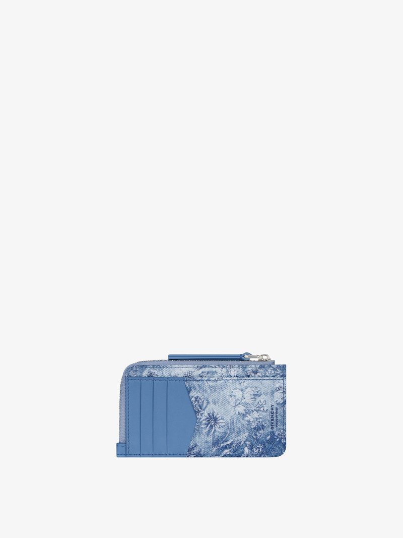 Givenchy VOYOU ZIPPED CARD HOLDER IN WASHED EMBROIDERED DENIM outlook