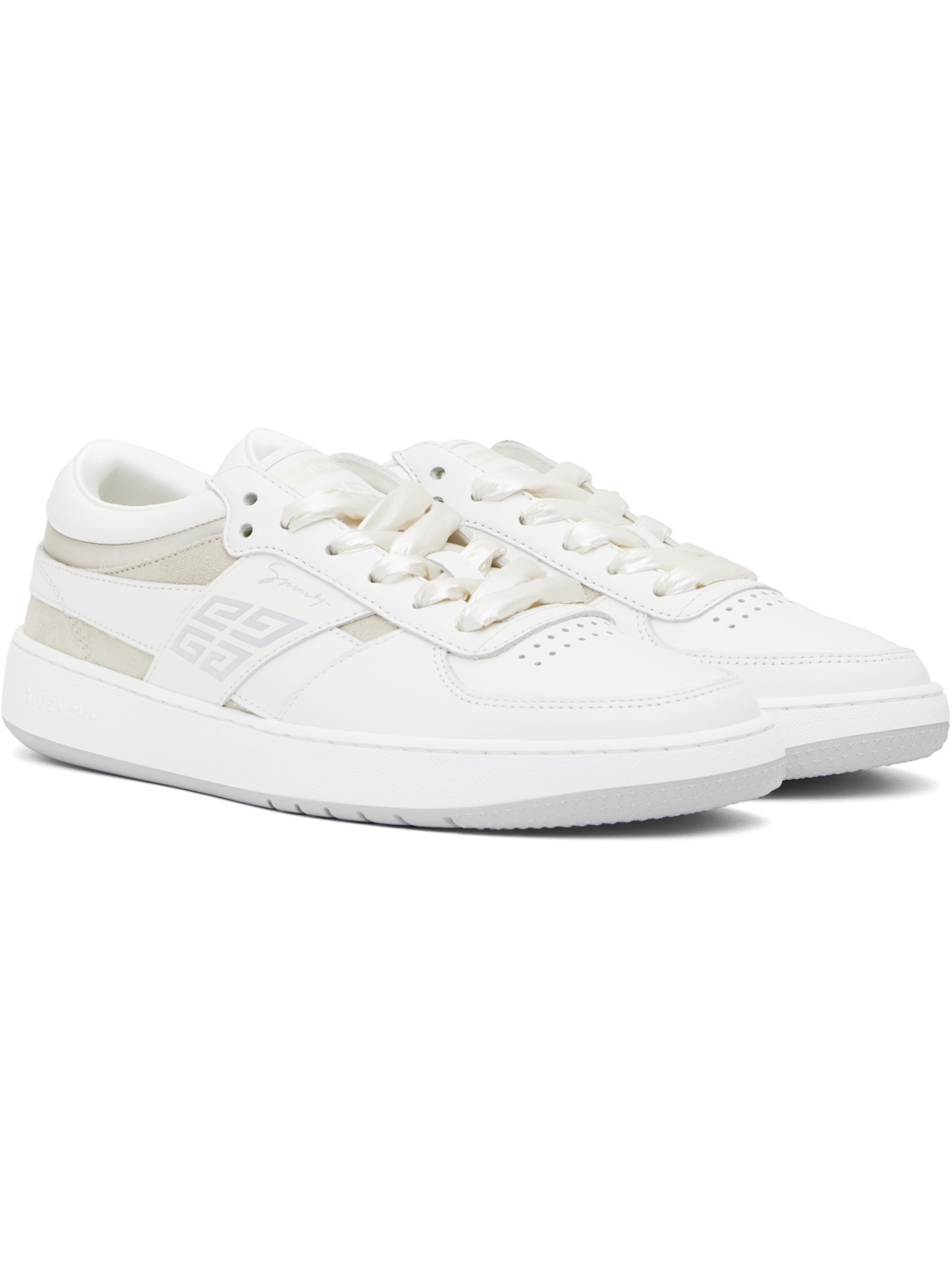 White & Beige G Move Sneakers - 4