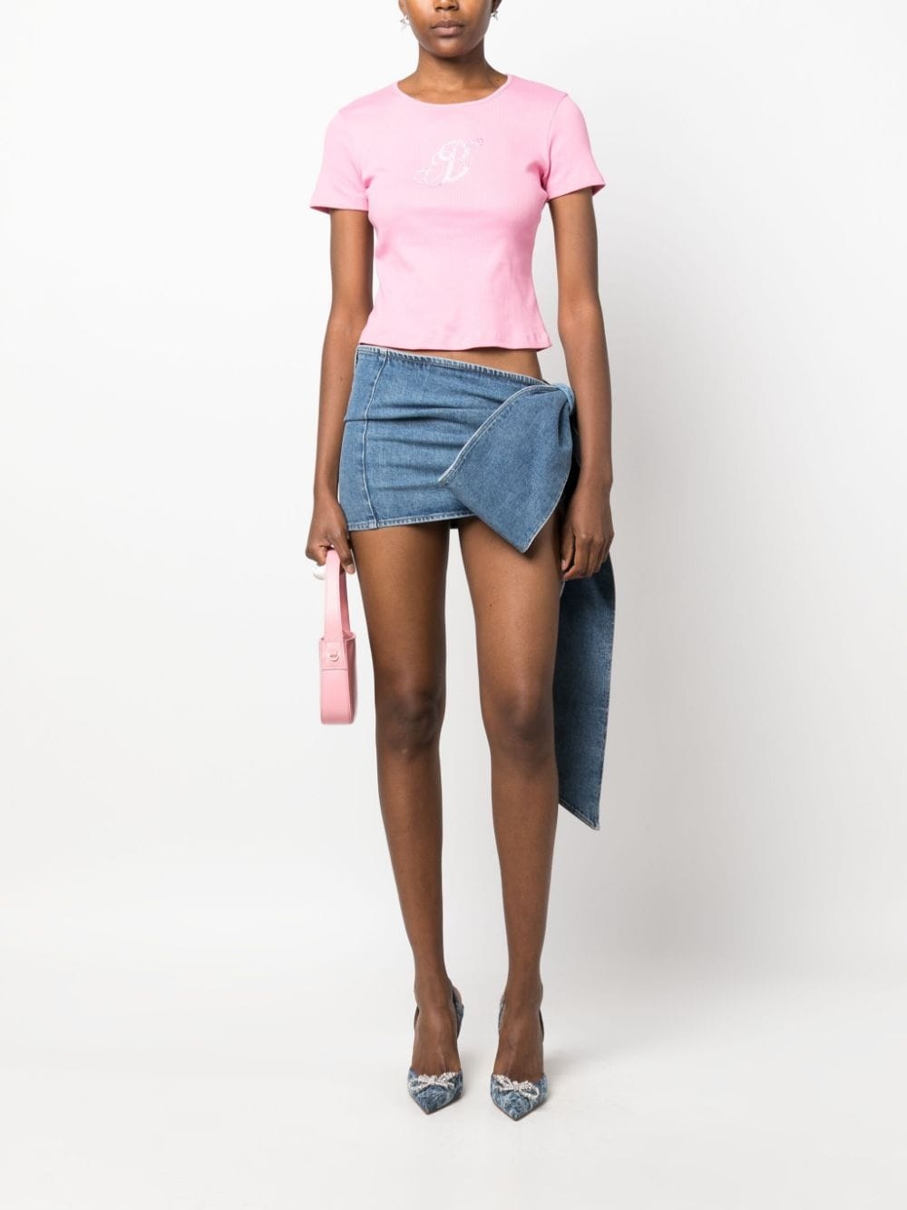 oversize-bow denim miniskirt - 2