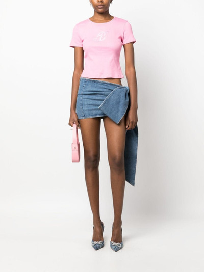 Blumarine oversize-bow denim miniskirt outlook