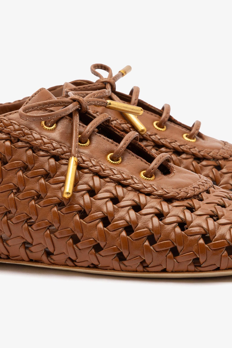 Liza Macrame Sneaker In Caramel Leather 4