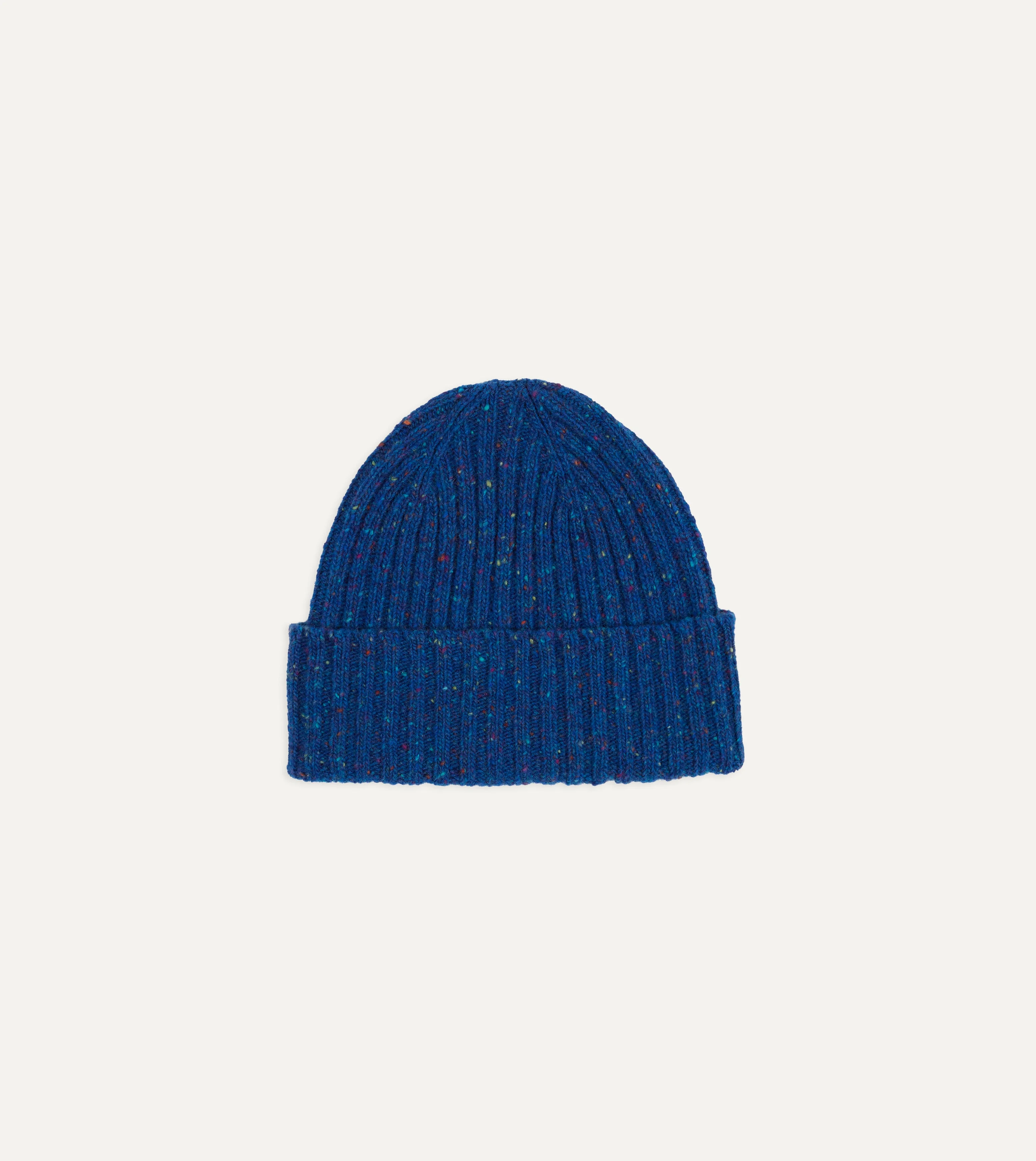 Royal Blue Ribbed Merino Donegal Knit Cap - 1