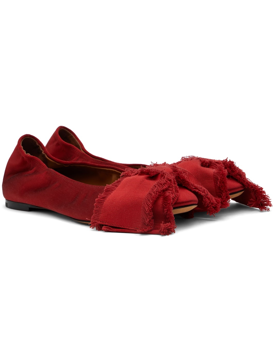 Red Satin Bow Ballerina Flats - 4