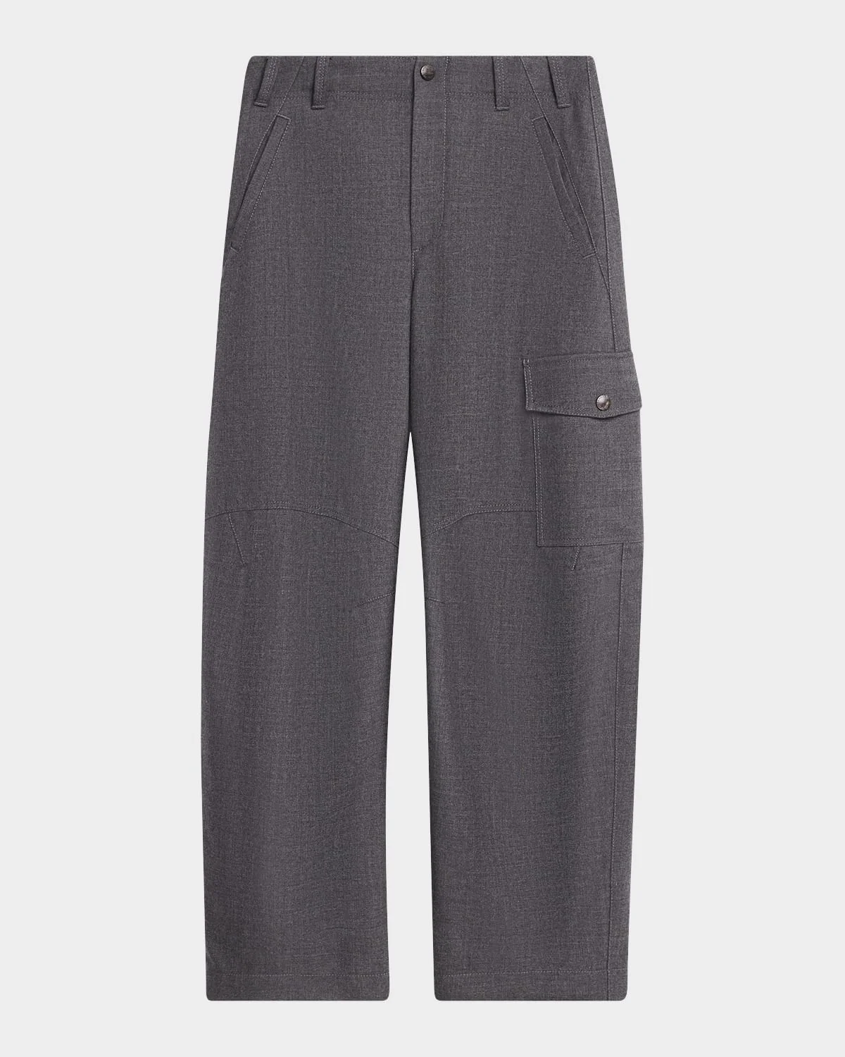 Mid-Rise Barrel-Leg Cargo Pants - 1