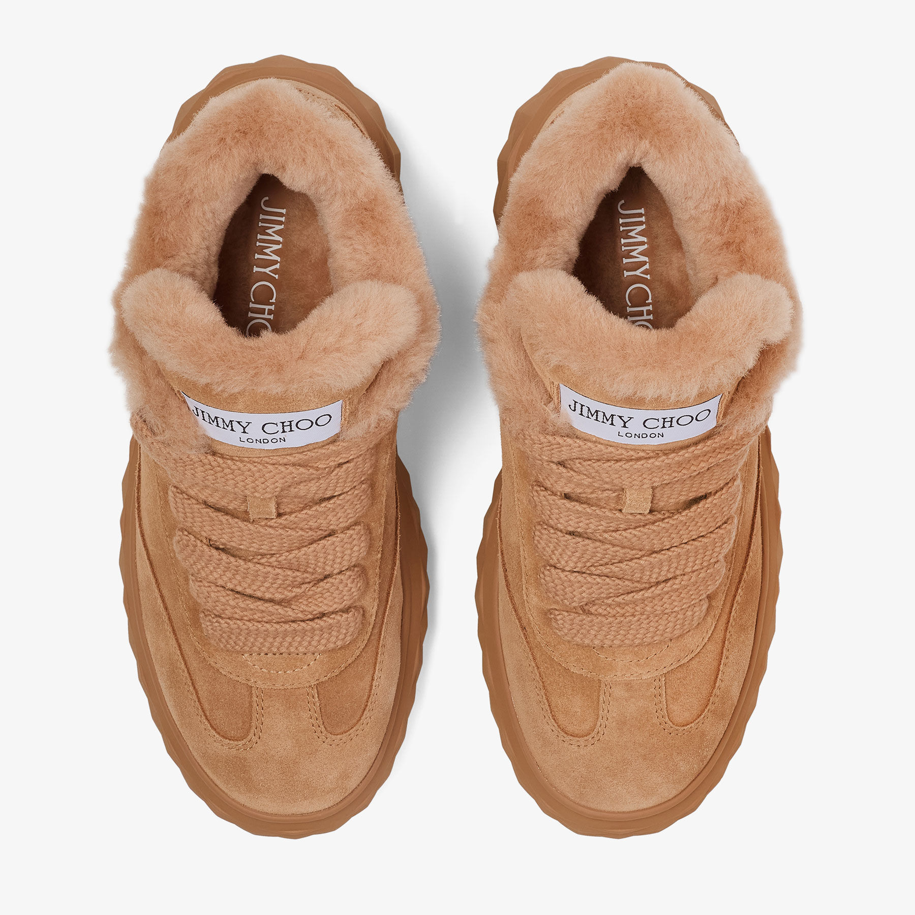 Diamond Maxi Retro F
Toffee Velvet Suede Low Top Trainers with Shearling - 4