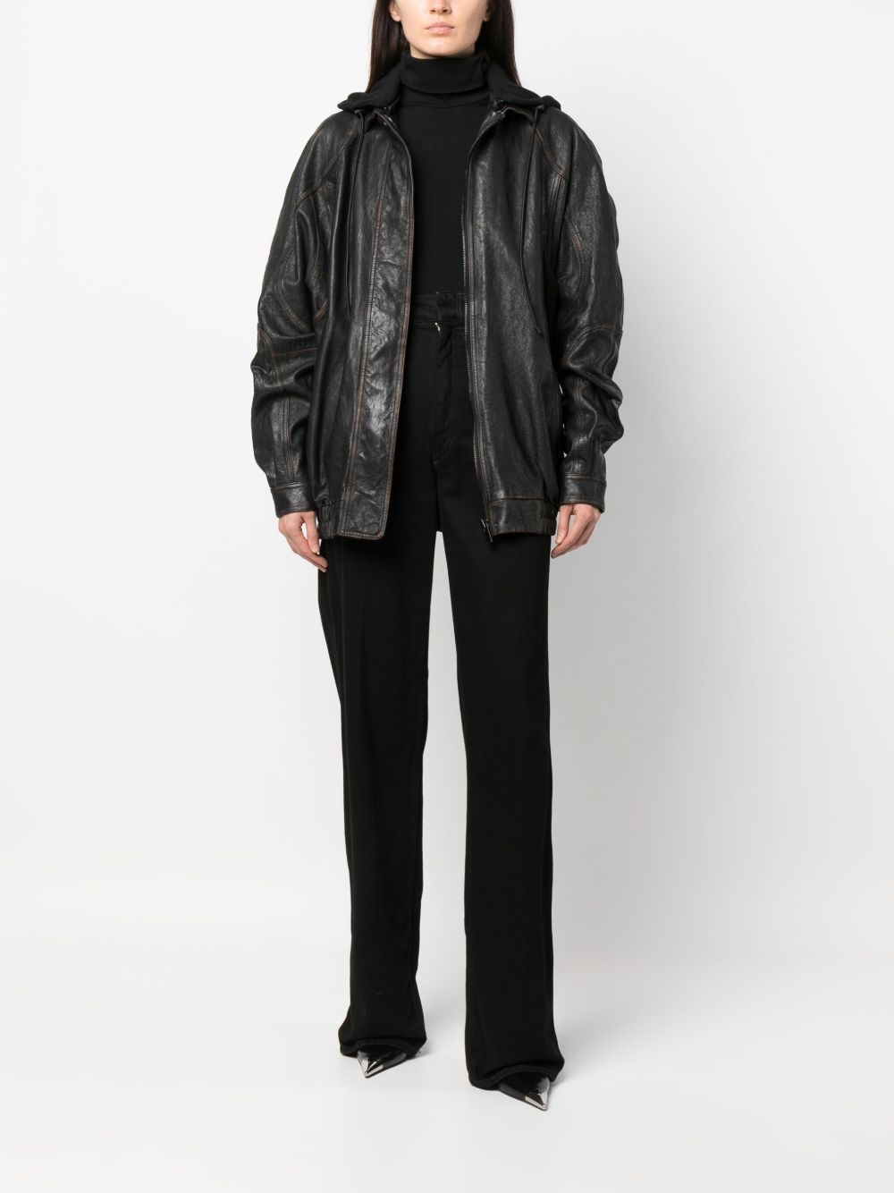 Batumi drawstring-hood leather jacket - 2