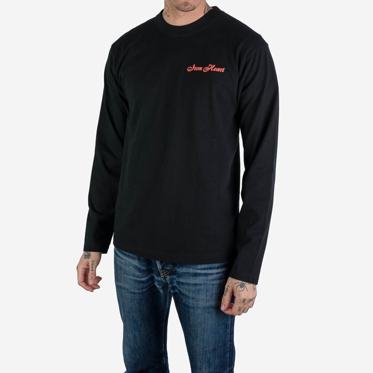 IHTL-2301-BLK 7.5oz Printed Loopwheel Crew Neck Long Sleeved T-Shirt - Black - 3