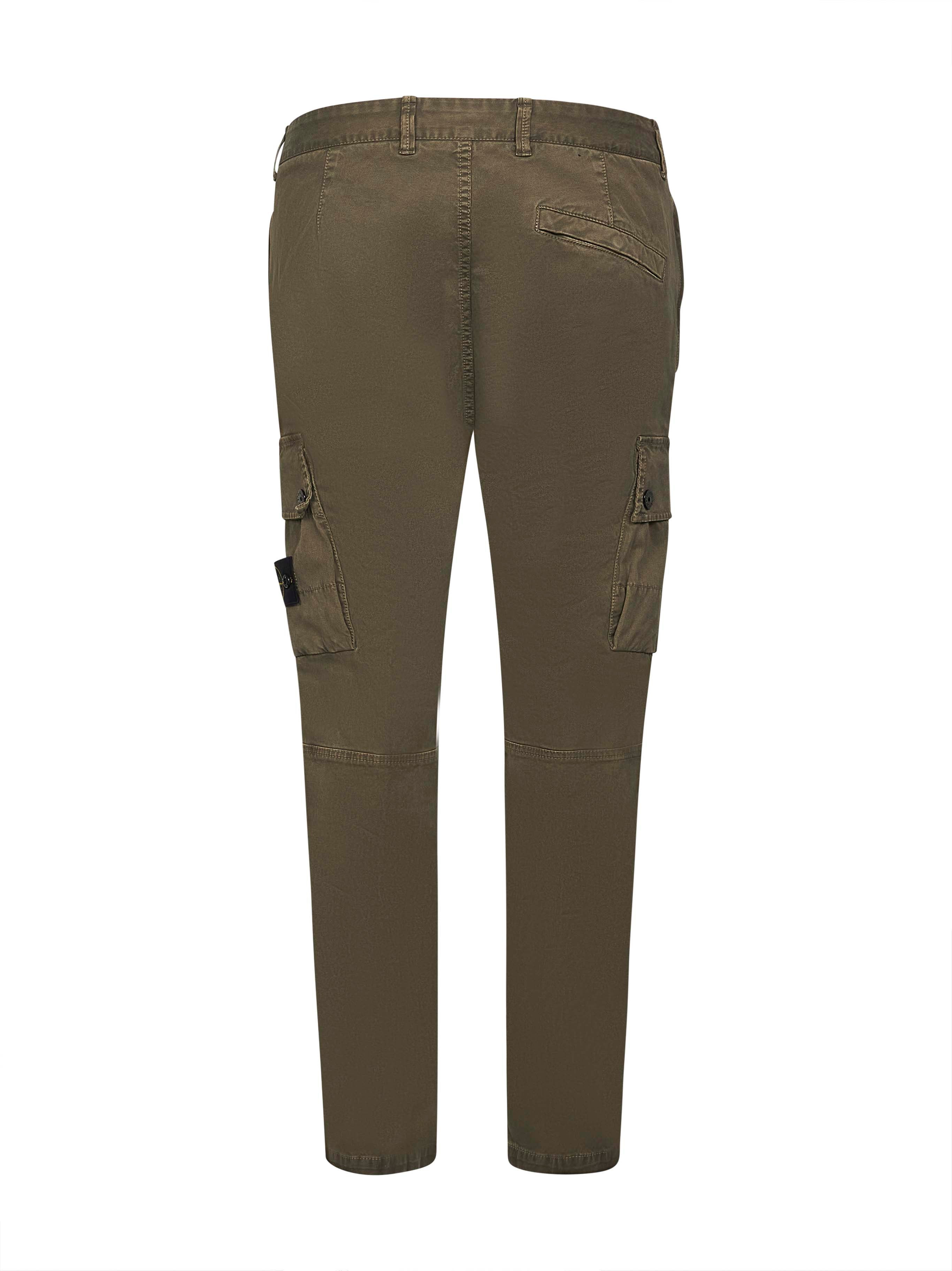 Stone Island Men Green Stretch Twill Cargo Trousers - 2