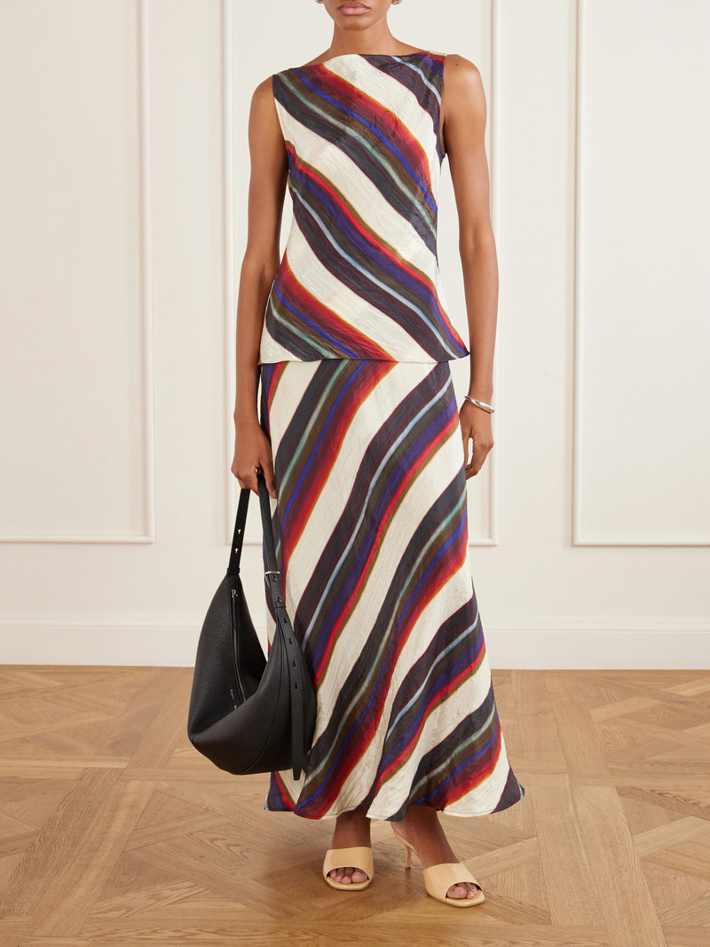 CHRISTOPHER JOHN ROGERS Morris Striped Crinkle-satin Maxi Skirt outlook