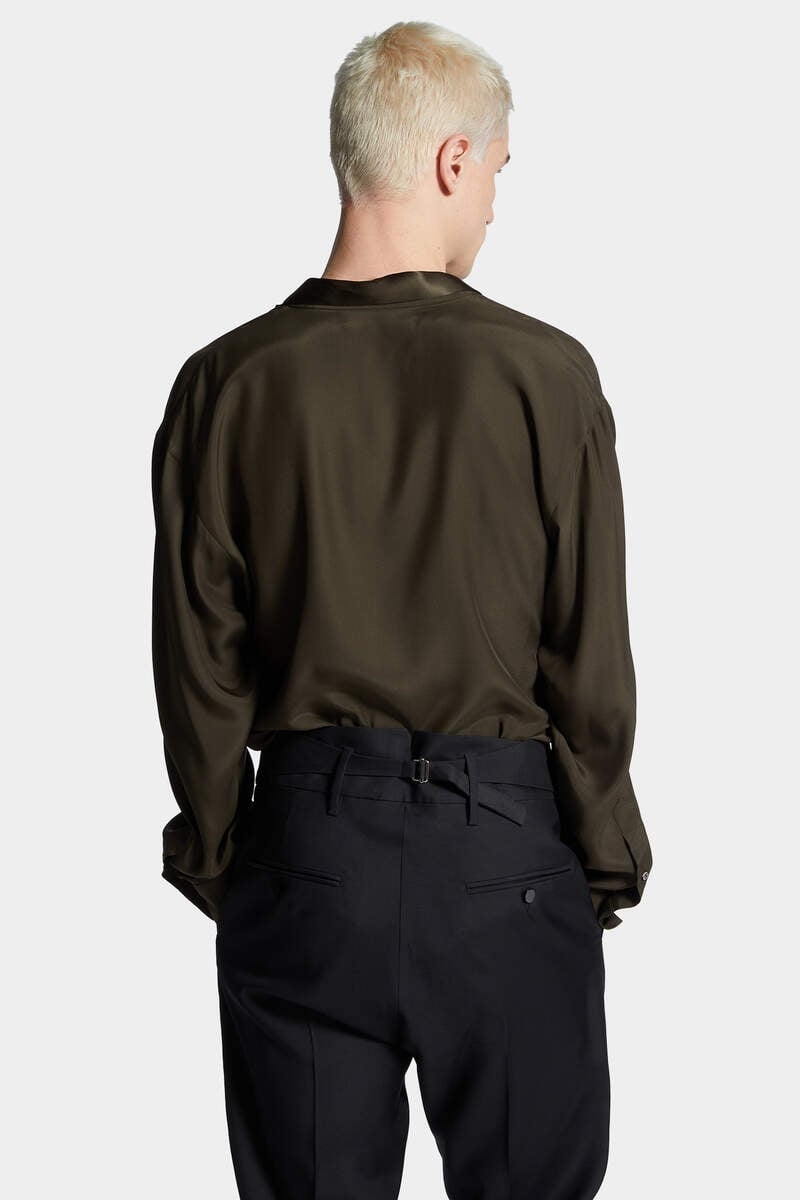 SATIN TIE DROPPED SHOULDER SHIRT - 4
