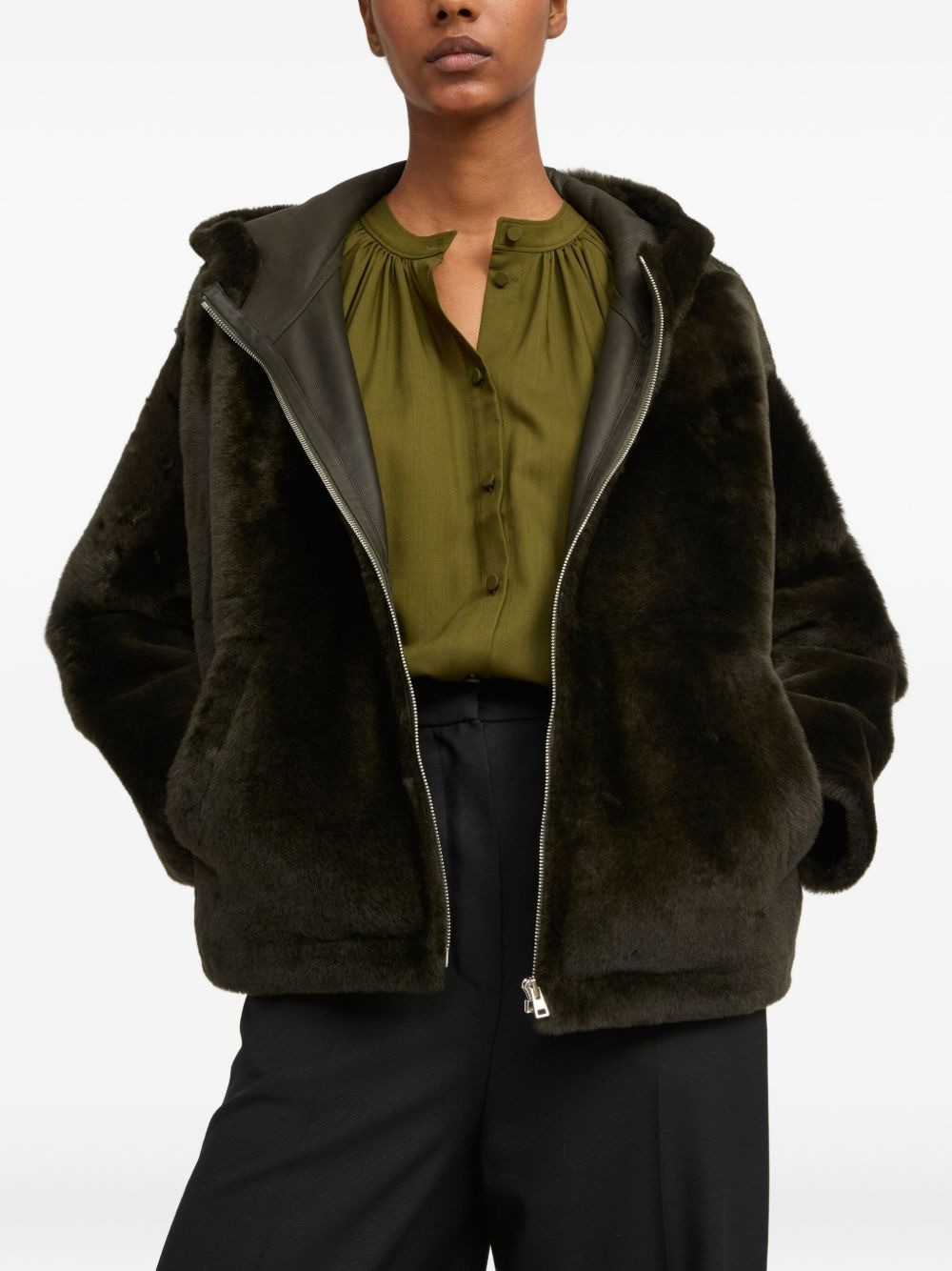 hooded shearling jacket - 3