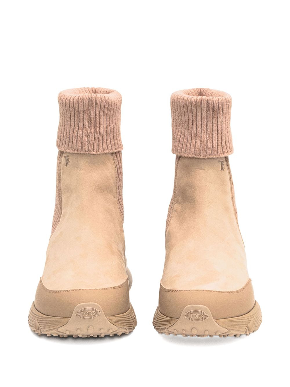 knitted cuffed calfskin ankle boots - 4