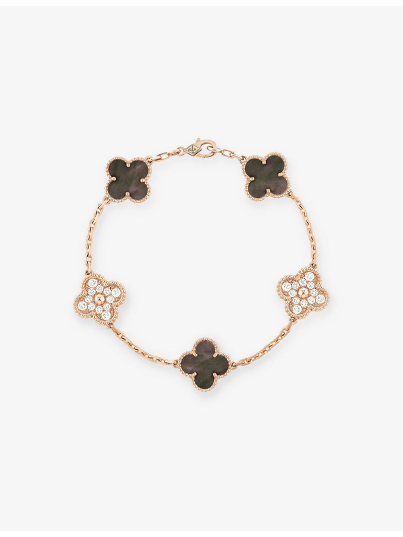 Vintage Alhambra rose-gold, mother of pearl and 0.96ct diamond bracelet 1