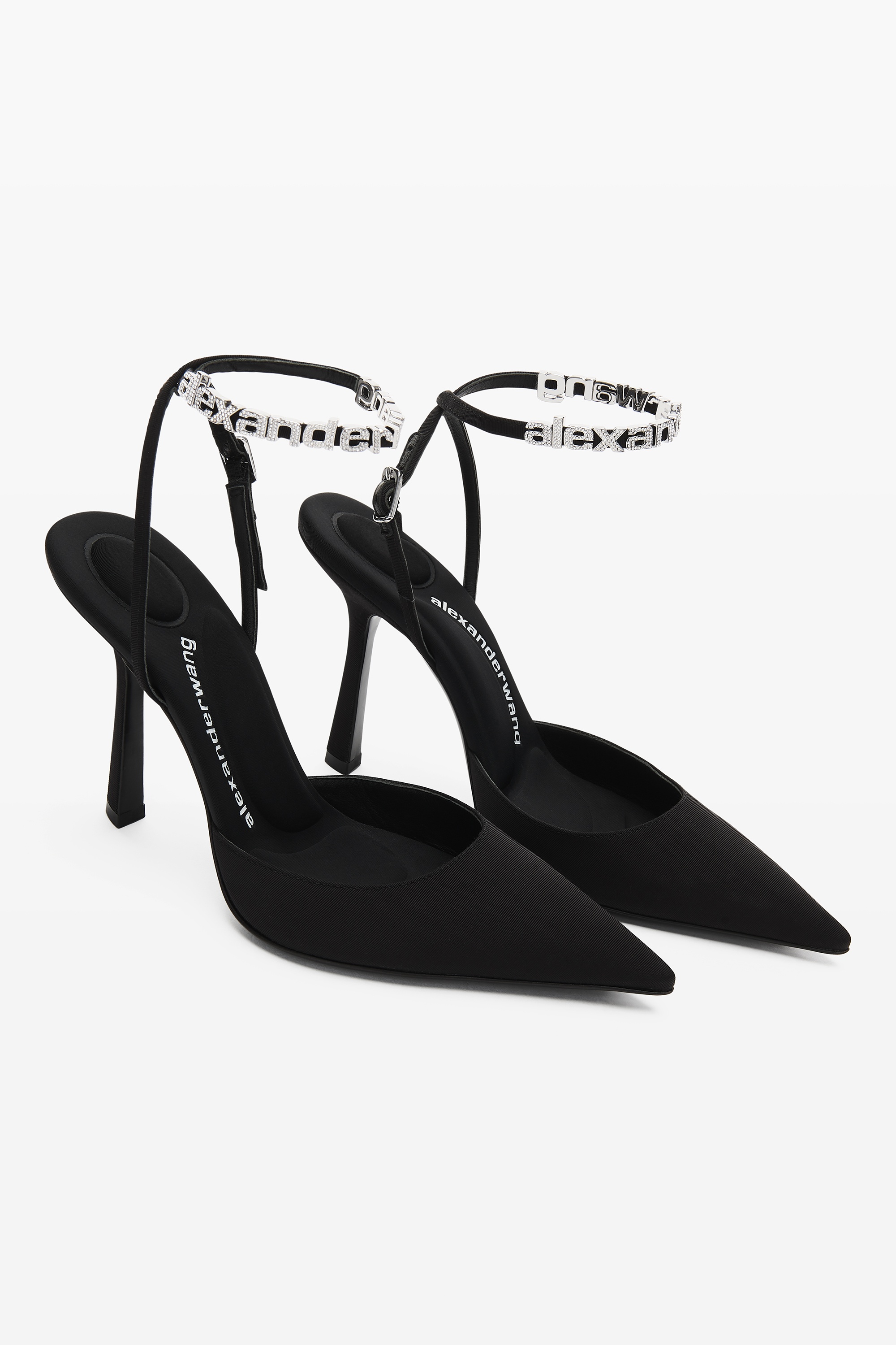 Alexander Wang DELPHINE 105 LOGO STRAP PUMP IN VISCOSE | REVERSIBLE